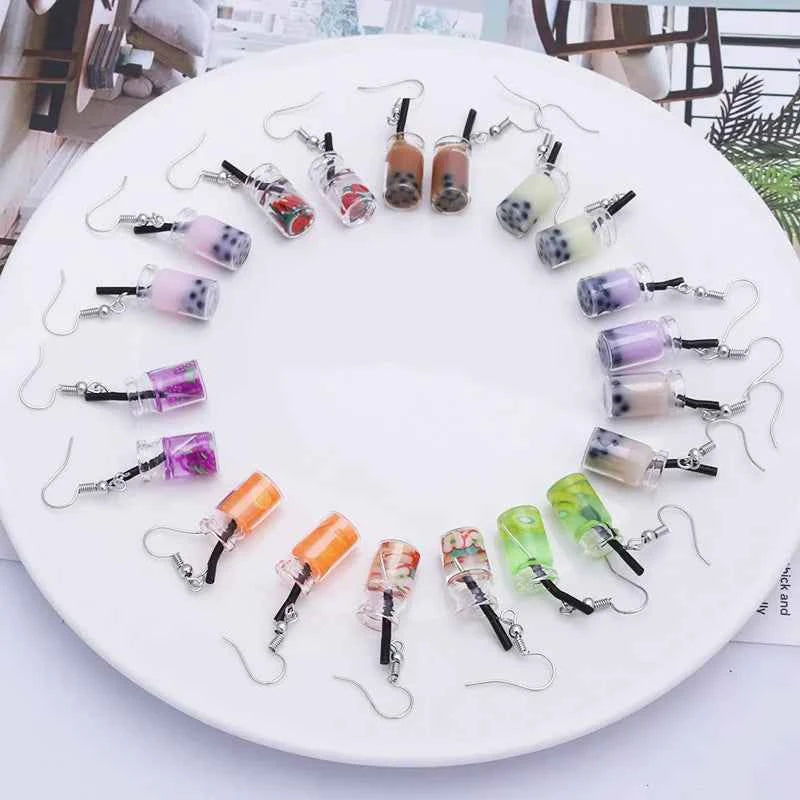 Cute Acrylic Pendants Hook Earrings Sequins Beer Bottle Women Dangle Earrings Korean Fashion Bear Small Earrings pendientes