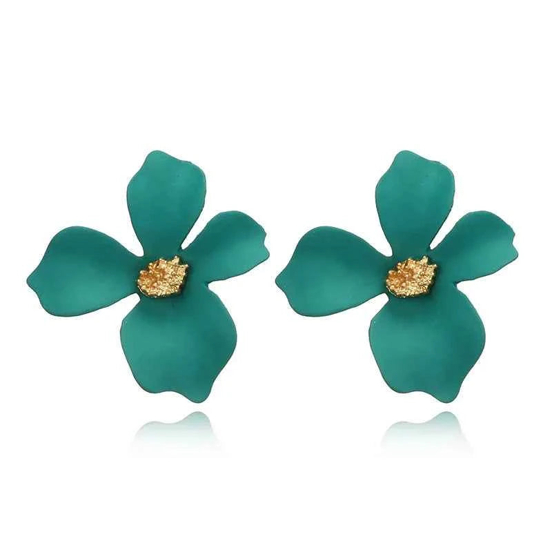 Women's Fashionable earrings 5-color Fresh flower petal ear studs alloy lady ear accessories