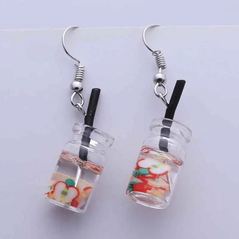 Cute Acrylic Pendants Hook Earrings Sequins Beer Bottle Women Dangle Earrings Korean Fashion Bear Small Earrings pendientes