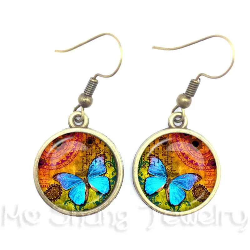 New Arrival 16mm Cabochon Glass Stone Buttons Cabochon Insect Butterfly For Drop Earrings For Women Best Gift For Her