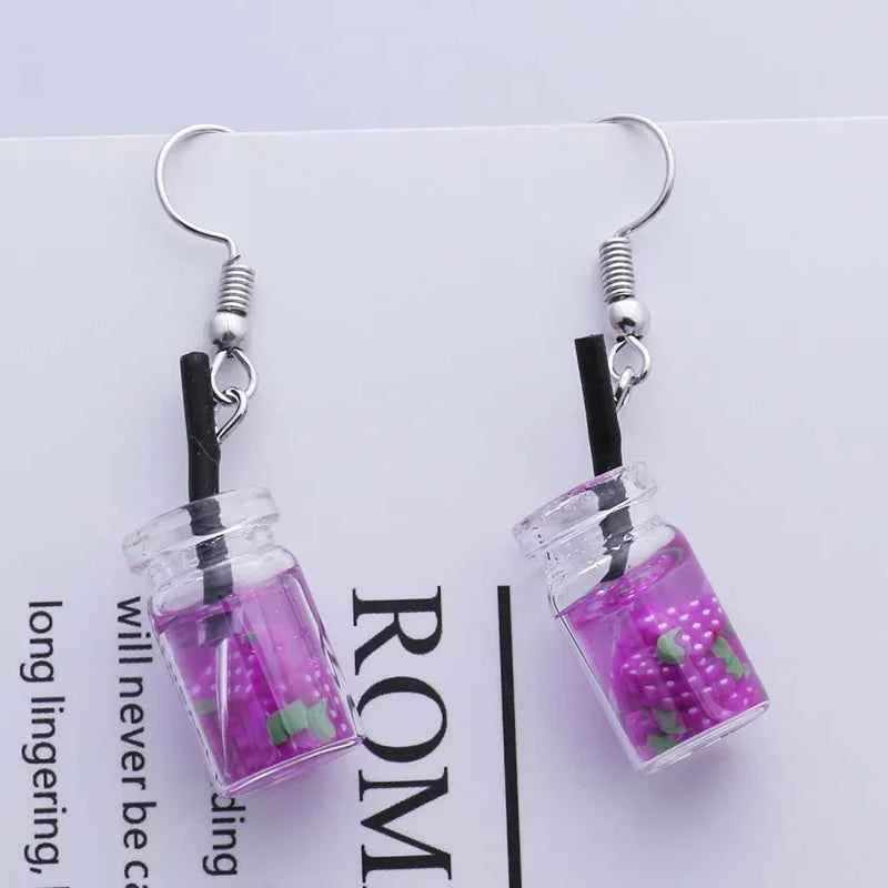 Cute Acrylic Pendants Hook Earrings Sequins Beer Bottle Women Dangle Earrings Korean Fashion Bear Small Earrings pendientes