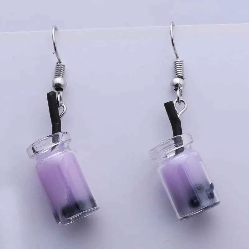 Cute Acrylic Pendants Hook Earrings Sequins Beer Bottle Women Dangle Earrings Korean Fashion Bear Small Earrings pendientes