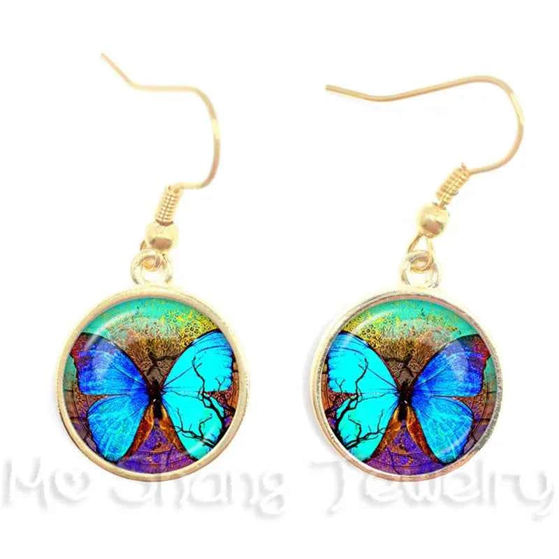 New Arrival 16mm Cabochon Glass Stone Buttons Cabochon Insect Butterfly For Drop Earrings For Women Best Gift For Her
