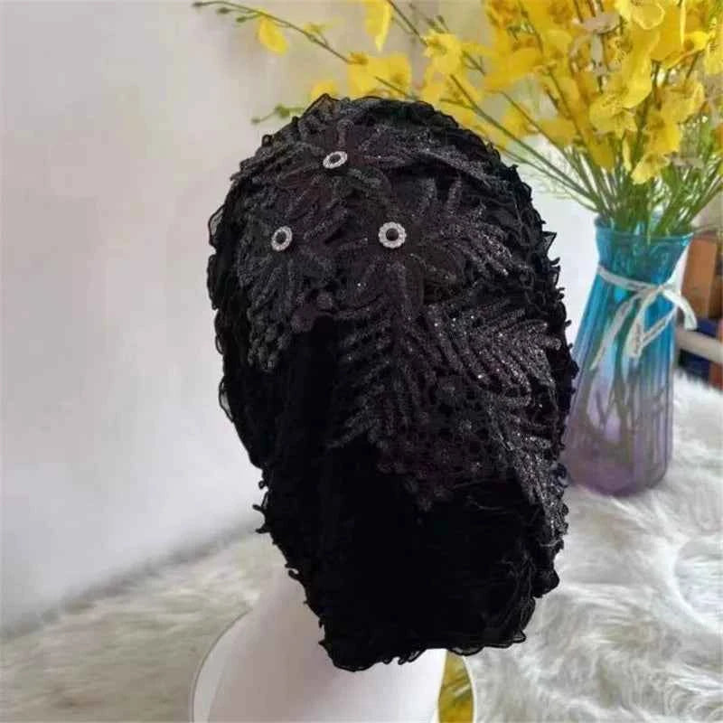 Fashion Flower Women's Turban Cap Female Hair Bands Bonnets Ready to Wear Muslim Headscarf Outfit Headwear Accessories