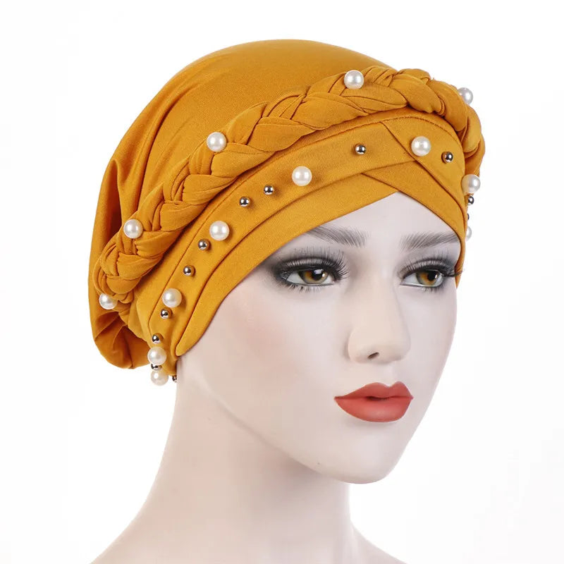 Head Scarf for muslim women Two-color cotton braid turban bonnet hijab Caps Inner hijabs femme musulman arab wrap turbantes - NamafadStore