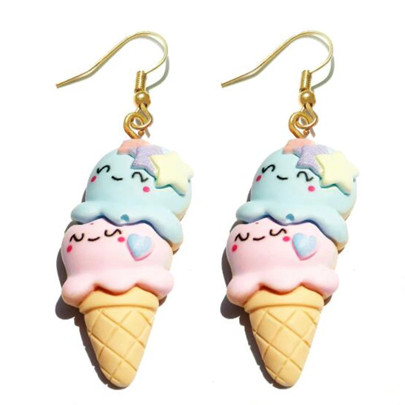Women Earring Resin Drop Funny Custom Cute Girls Gift Eardrop Kids Food Cookies Ice Cream Bread Avocado Popcorn Chocolate