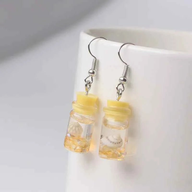 Cute Acrylic Pendants Hook Earrings Sequins Beer Bottle Women Dangle Earrings Korean Fashion Bear Small Earrings pendientes