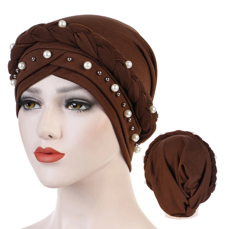 Head Scarf for muslim women Two-color cotton braid turban bonnet hijab Caps Inner hijabs femme musulman arab wrap turbantes - NamafadStore
