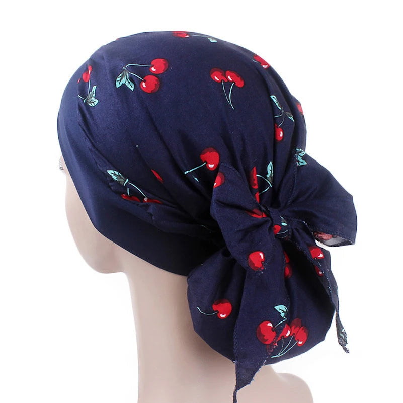 New fashion printed flowers women inner hijabs caps muslim head scarf turban bonnet ready to wear ladies wrap under hijab cap - NamafadStore