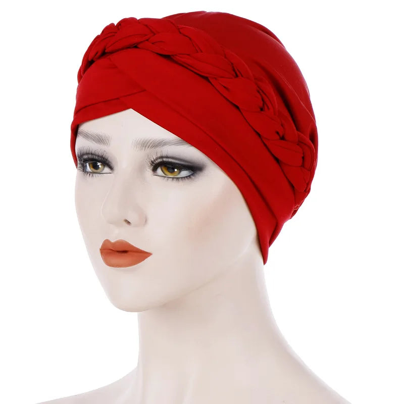 Head Scarf for muslim women Two-color cotton braid turban bonnet hijab Caps Inner hijabs femme musulman arab wrap turbantes - NamafadStore