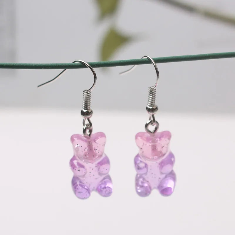 Cute Acrylic Pendants Hook Earrings Sequins Beer Bottle Women Dangle Earrings Korean Fashion Bear Small Earrings pendientes