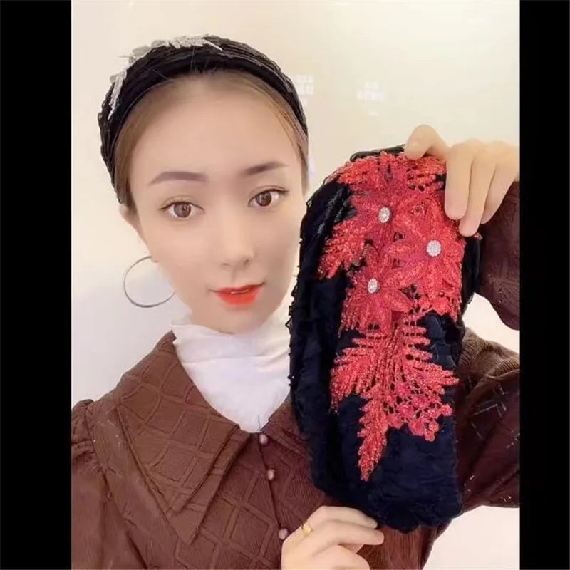 Fashion Flower Women's Turban Cap Female Hair Bands Bonnets Ready to Wear Muslim Headscarf Outfit Headwear Accessories - NamafadStore