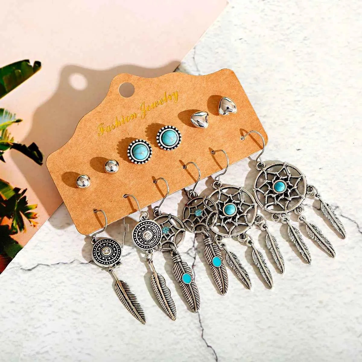 Boho Ethnic Dangle/Round Earrings For Women Vintage Fashion 2024 Earrings Sets Pendientes Earring Unusual Pendant Jewelry Female