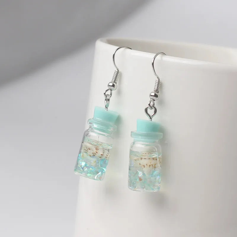 Cute Acrylic Pendants Hook Earrings Sequins Beer Bottle Women Dangle Earrings Korean Fashion Bear Small Earrings pendientes