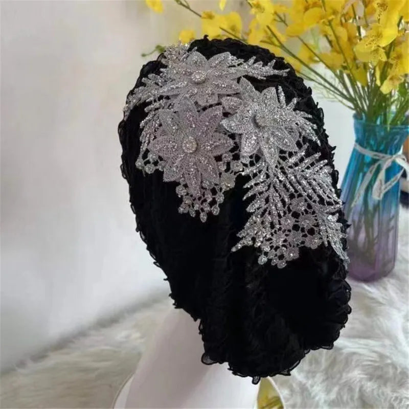 Fashion Flower Women's Turban Cap Female Hair Bands Bonnets Ready to Wear Muslim Headscarf Outfit Headwear Accessories - NamafadStore