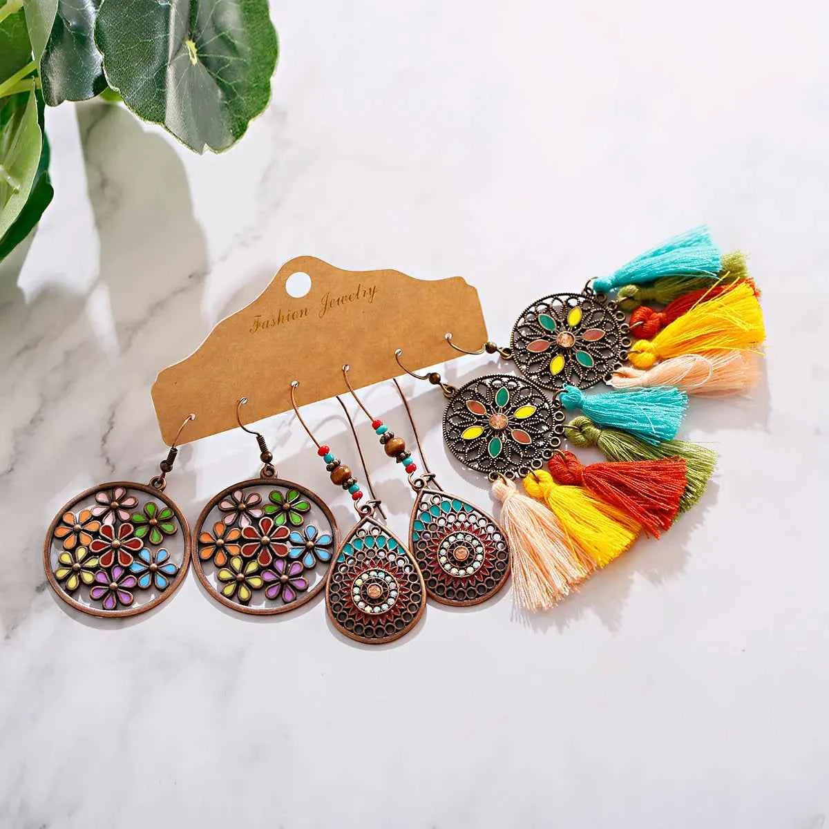 Boho Ethnic Dangle/Round Earrings For Women Vintage Fashion 2024 Earrings Sets Pendientes Earring Unusual Pendant Jewelry Female