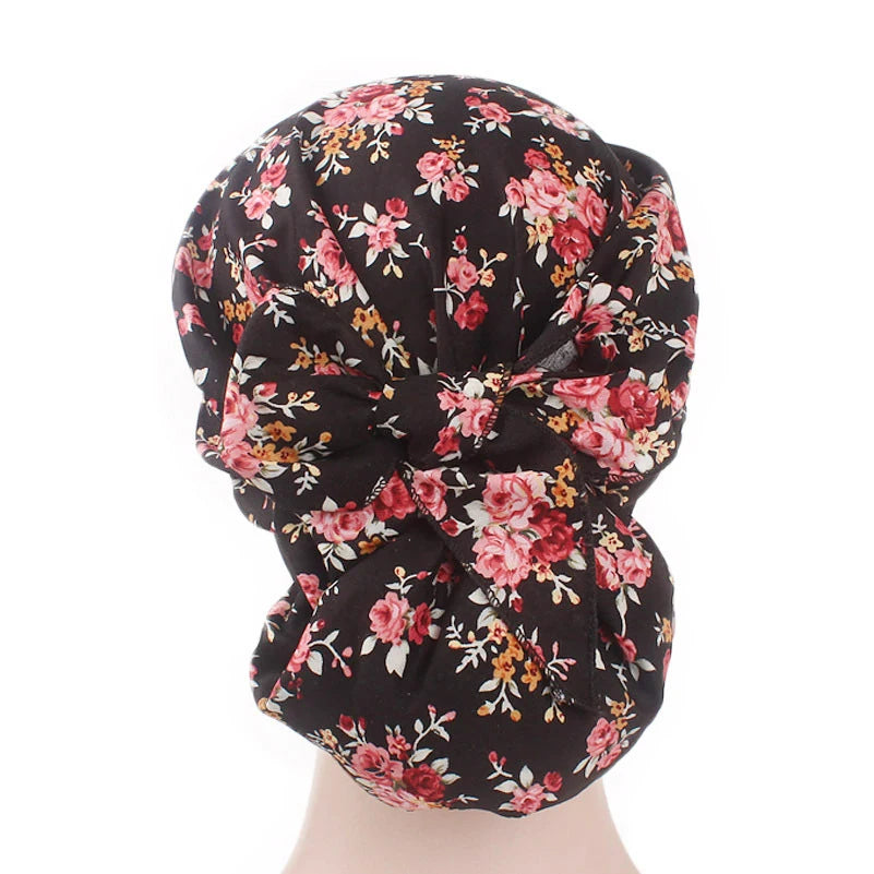 New fashion printed flowers women inner hijabs caps muslim head scarf turban bonnet ready to wear ladies wrap under hijab cap - NamafadStore