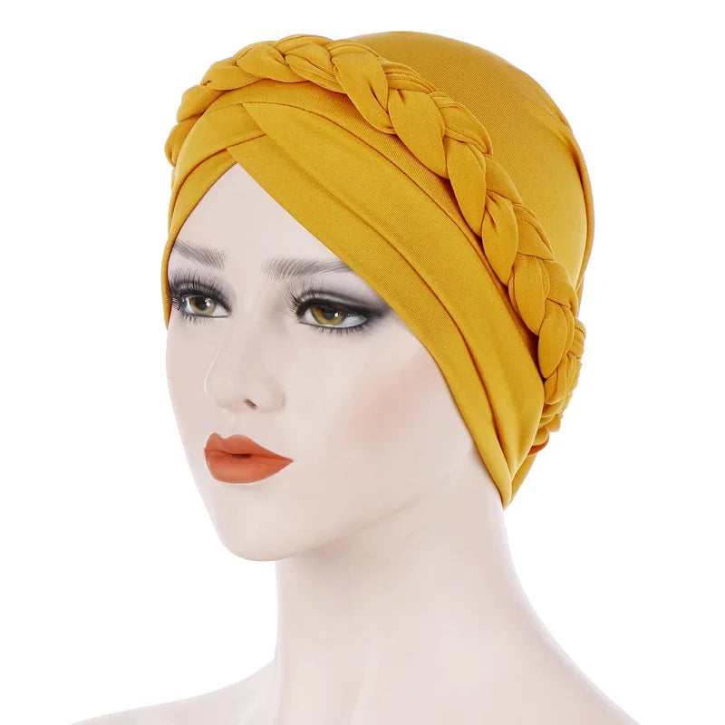 Head Scarf for muslim women Two-color cotton braid turban bonnet hijab Caps Inner hijabs femme musulman arab wrap turbantes - NamafadStore