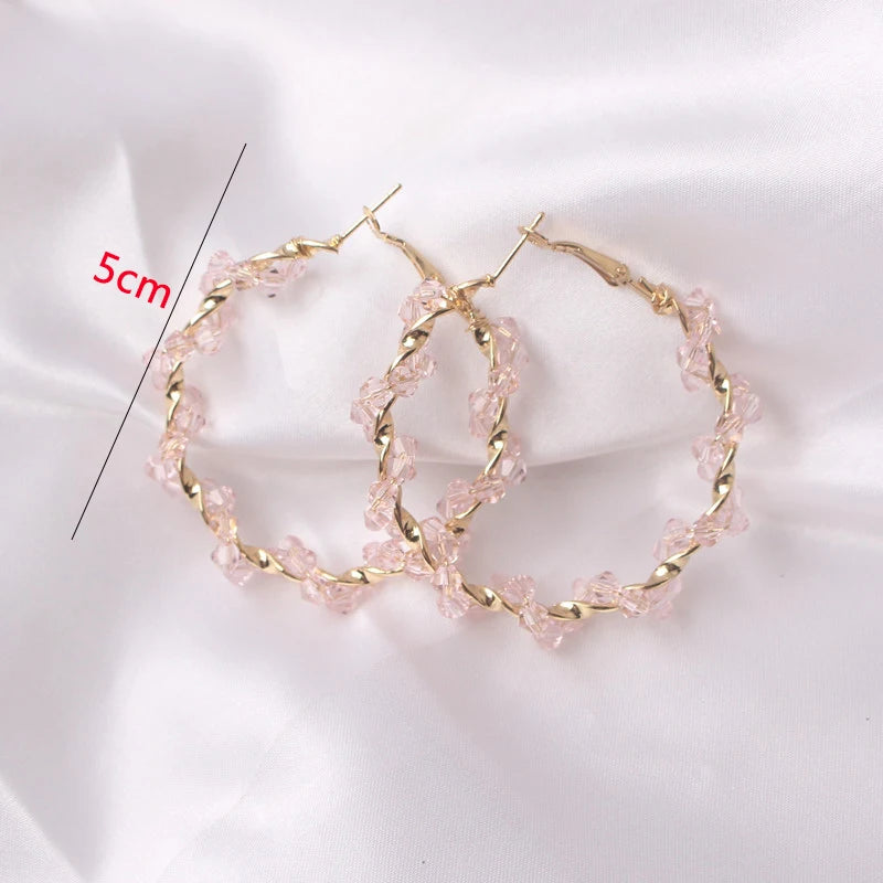 Pink Color Dangle Earrings for Women Korean Fashion Flower Long Hanging Earrings Butterfly Heart Pendants Twist Drop Earrings