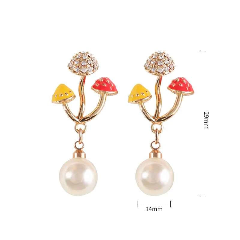 Makersland Unique Earring For Women Cute Mushroom Hoops Gold Color Sweet Butterfy Bee Earrings Trendy Designer Jewelry Luxury