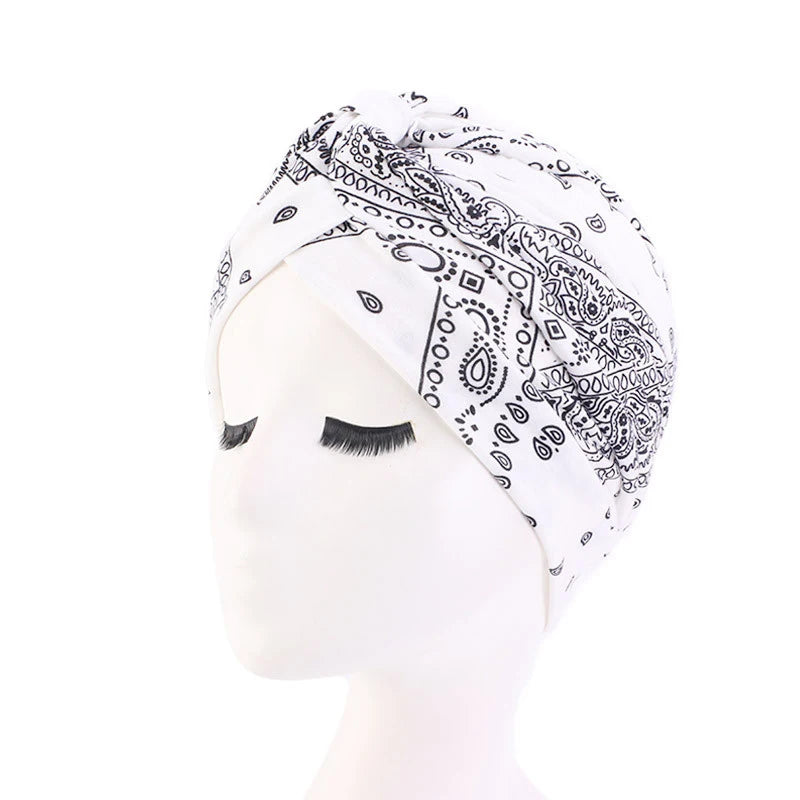 New Africa Hijab Caps Soft Stretchy Turban Head Wrap with Floral Design for Chemo and Everyday Wear