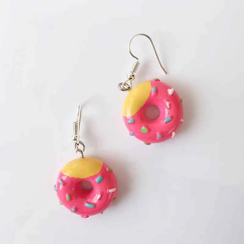 Fashion Cute Funny Chocolate Cake Drop Earrings For Women Girl Geometric Food Shape Donuts Cookies Dangle Earrings Party Jewelry