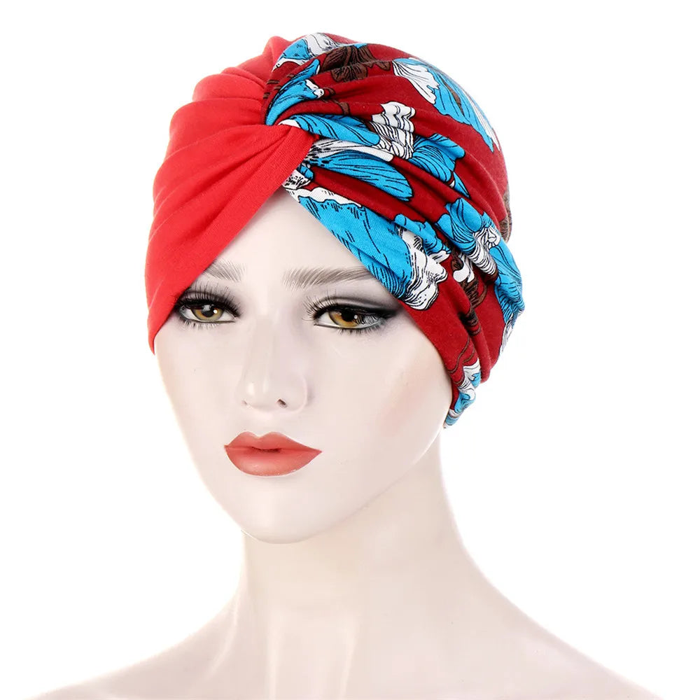 Twist Knot Muslim Women Print Indian Chemo Cap Bonnet Turban Underscarf Cancer Beanies Islamic Arab Strech Femme Headwear Scarf - NamafadStore
