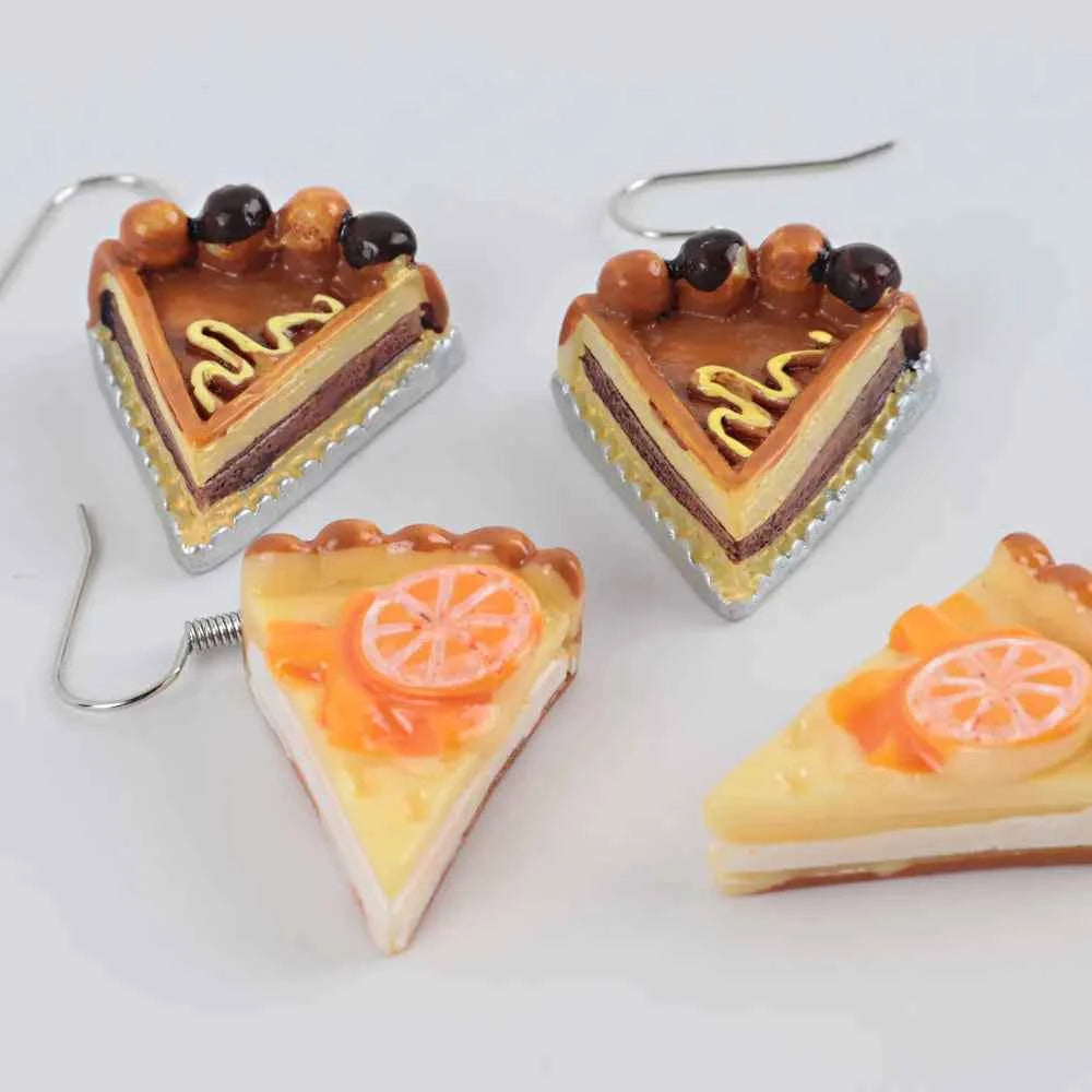 Fashion Cute Funny Chocolate Cake Drop Earrings For Women Girl Geometric Food Shape Donuts Cookies Dangle Earrings Party Jewelry