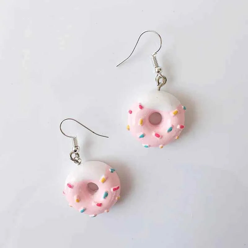 Fashion Cute Funny Chocolate Cake Drop Earrings For Women Girl Geometric Food Shape Donuts Cookies Dangle Earrings Party Jewelry