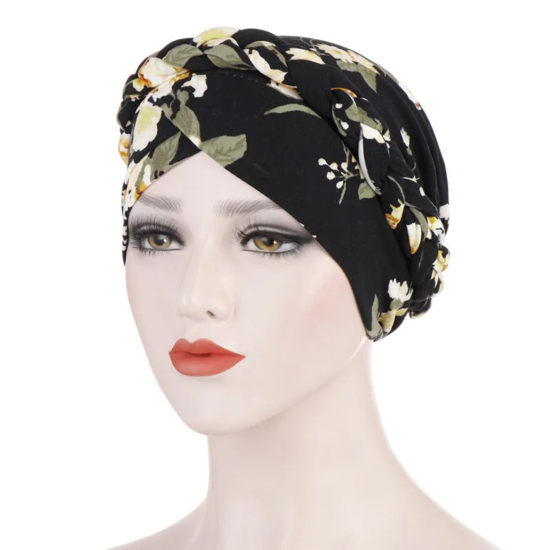 Head Scarf for muslim women Two-color cotton braid turban bonnet hijab Caps Inner hijabs femme musulman arab wrap turbantes