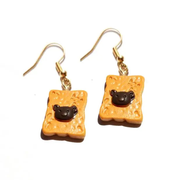 Earring For Women Resin Drop Custom Made Cute Girls Eardrop Funny Bread Baguette Pie Cookies Gift Handmade