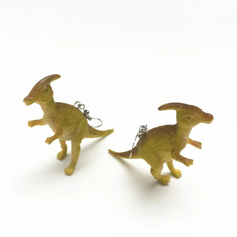 Donarsei Funny 3D Dinosaur Resin Drop Earrings For Women Cute Handmade Animal Dinosaur Dangle Earrings Gift