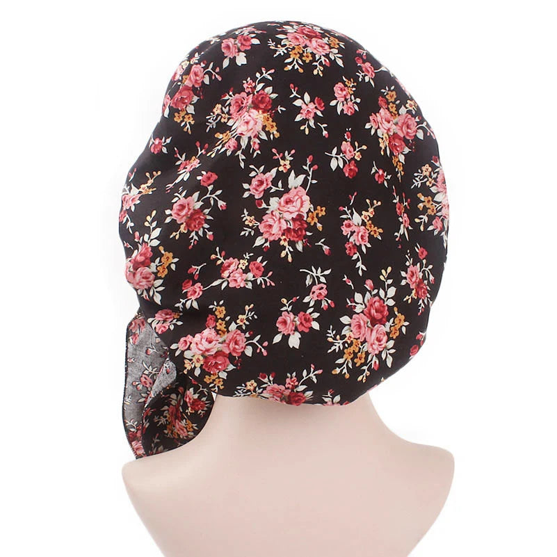New fashion printed flowers women inner hijabs caps muslim head scarf turban bonnet ready to wear ladies wrap under hijab cap - NamafadStore