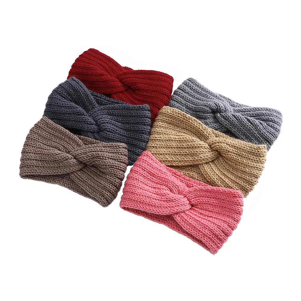 Wool Knitted Knot Cross Headband for Women Autumn Winter Bow Elastic Hairbands Girls Hair Accessories Headwear Hair Bands New - NamafadStore