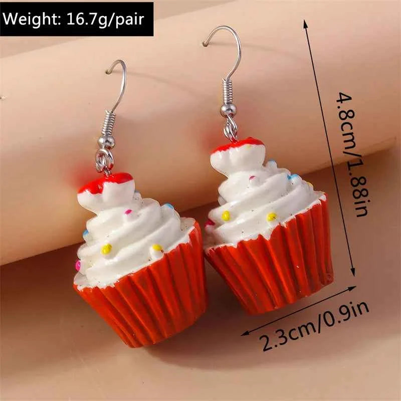 Sweet Food Cake Drop Earrings for Women Girls Party Holiday Jewelry Gifts