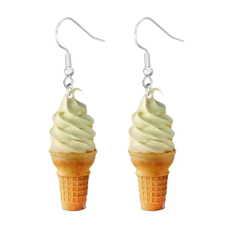 Food Earring 2D Handmade Cute Interesting Taco Corn Crunchy Burger Biscuits French Fries Ice Cream Cheese Cute