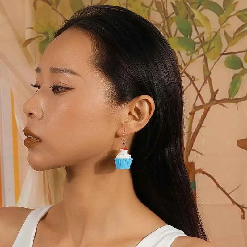 Sweet Food Cake Drop Earrings for Women Girls Party Holiday Jewelry Gifts