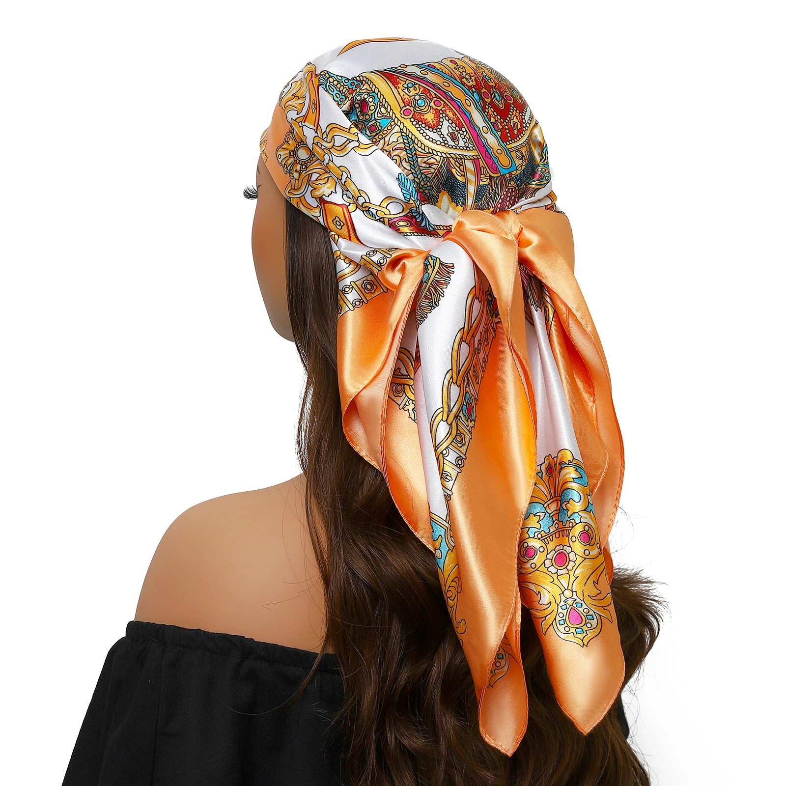 Popular Shawls Europe And America Fashion Bandannas New Print Sunscreen 90X90CM Kerchief Four Seasons Luxury Square Silk Scarves - NamafadStore