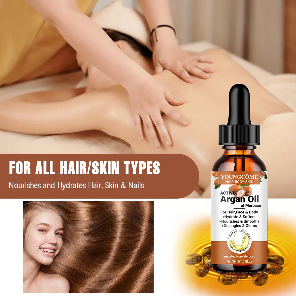 Morocco Argan Hair Oil Care Essence Nourishing Moisturizer Face Repair Improve Split Hair Younger Firming Lifting Skincare - NamafadStore