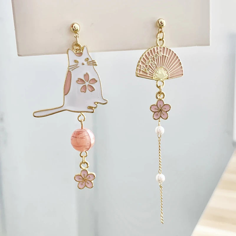 Korean Style Flower Cute Animal Rabbit Dangle Earrings For Women Strawberry Zircon Bee Asymmetrical Tassel Earring Party Jewelry