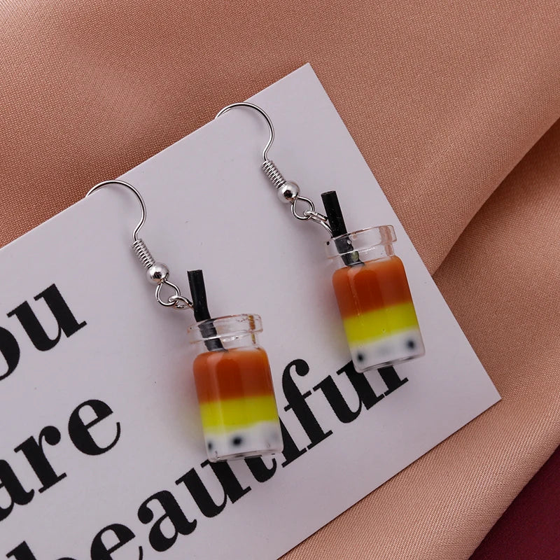 Summer Drink Drop Earrings for Women Sweet Ice Cream Bottle Pendants Dangle Earrings Girls Minimalist Party Jewelry Gifts