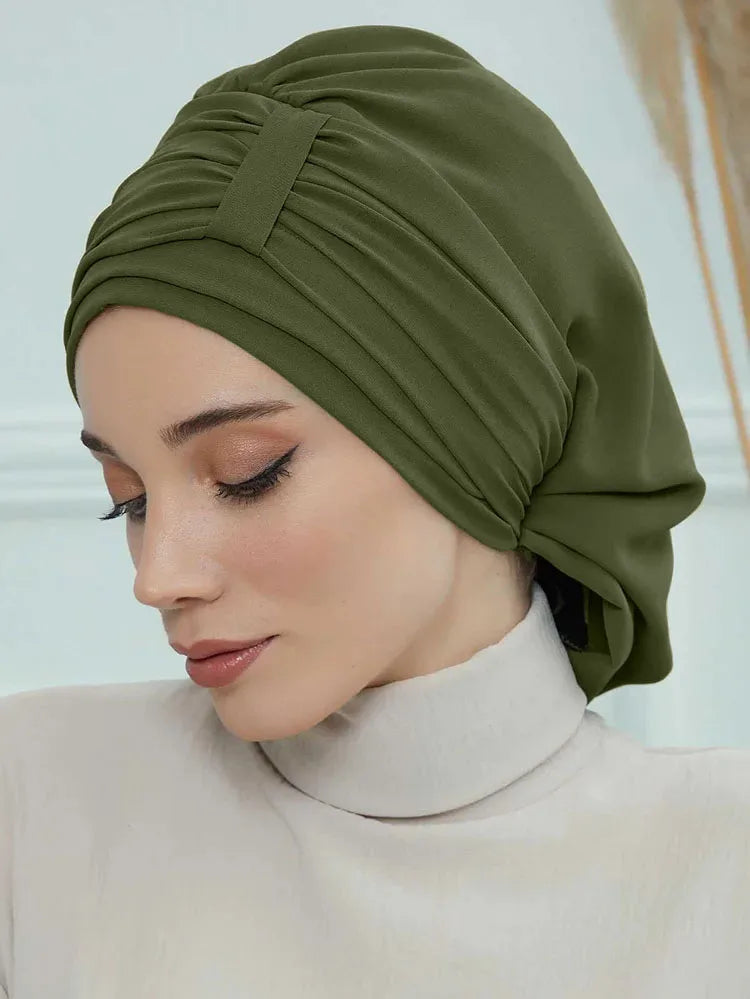 Muslim Solid Instant Turban Hat Hijab Women Caps Islamic Bandana Bonnet Fashion - NamafadStore