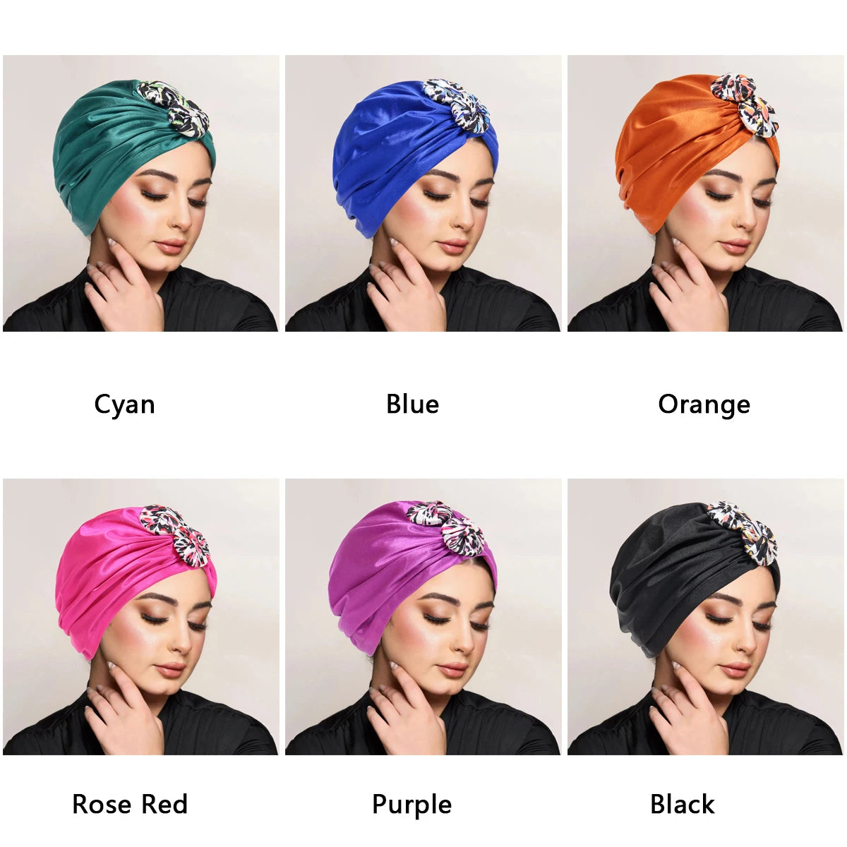 New Women Top Knotted Turban Hat Bonnet Hijab Chemo Cap Headbands Female Muslim Hat Head Cover Night Cap Hair Accessories - NamafadStore