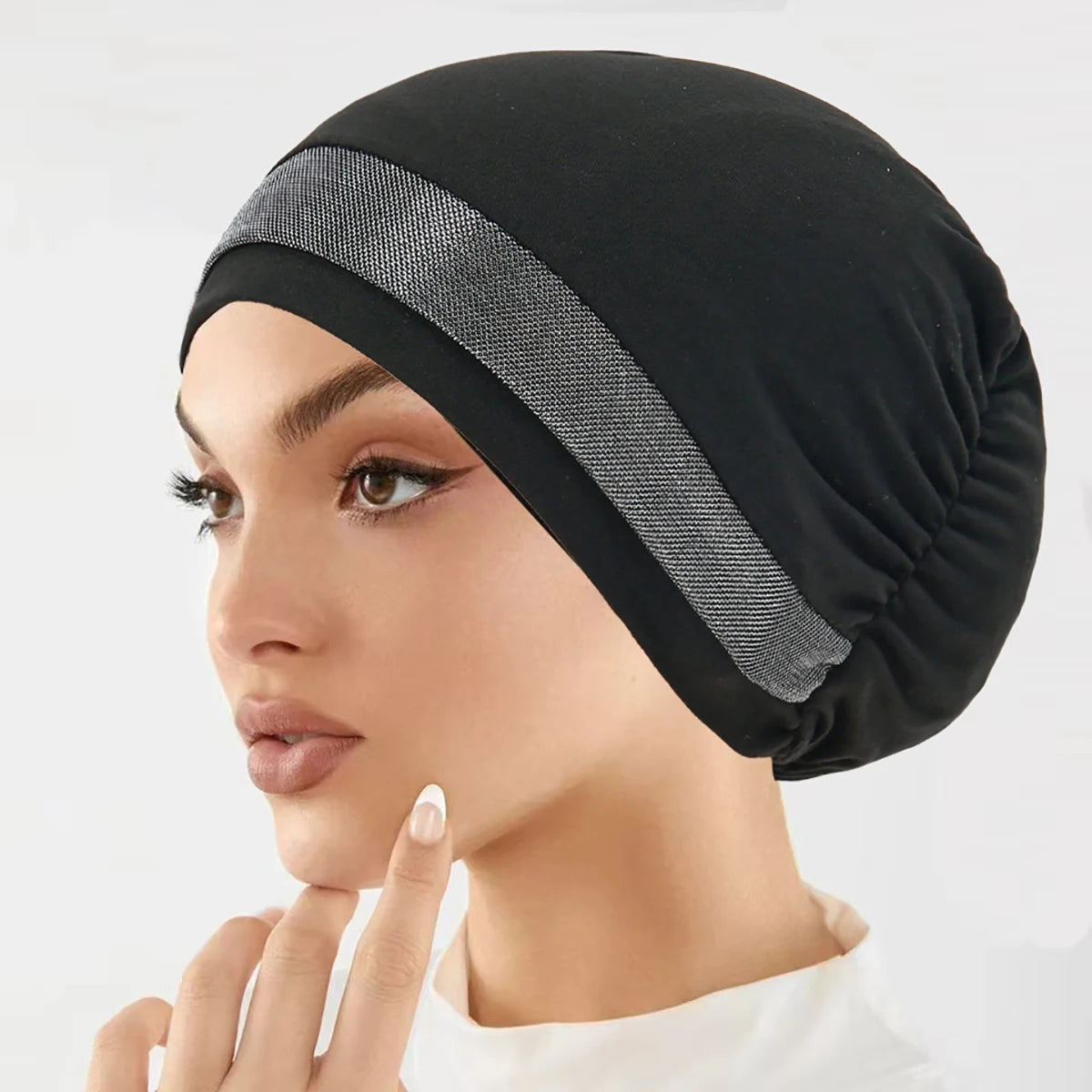 2025 New Muslim Hijab Women Scarf Hair Accessories Soft Elastic Cloth Hat Head Cover Wide Night Sleep Bonnet Hijabs for Girl