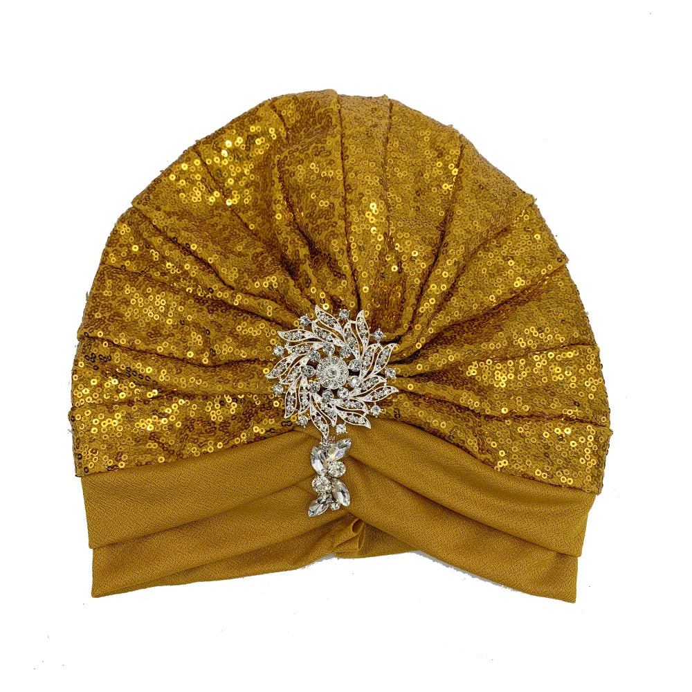 Luxury Rhinestones Turban Cap for Women Soft Comfortable Head Wraps Muslim Headscarf Bonnet  Turbante Mujer - NamafadStore