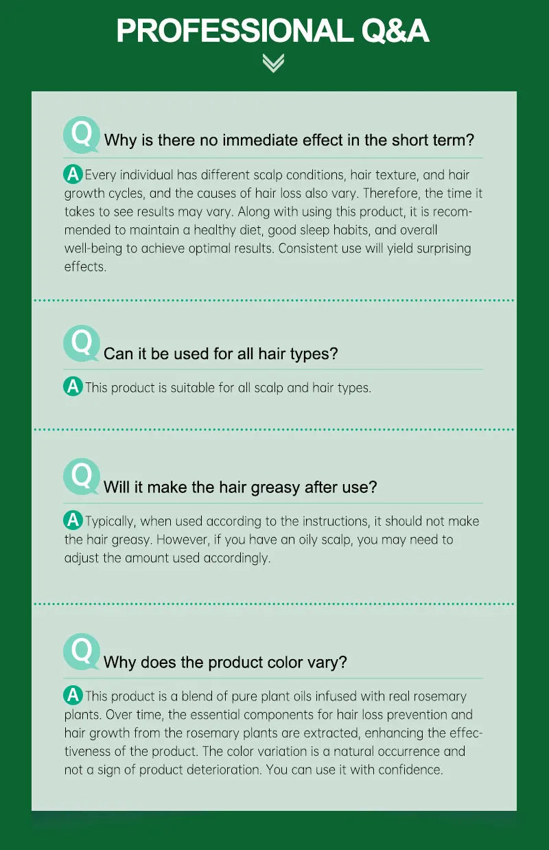 PURC Rosemary Oil Hair Growth Products for Man Women Ginger Anti Hair Loss Fast Regrowth Thicken Oils Scalp Treatment Hair Care - NamafadStore