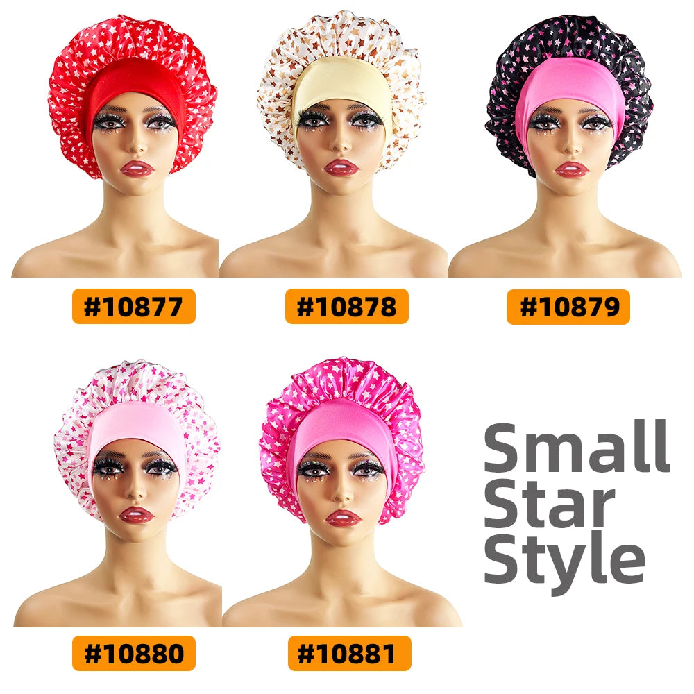 New Satin Bonnet Silk Night Sleeping Cap For Women Curly Braid Hair Multi Style Printing