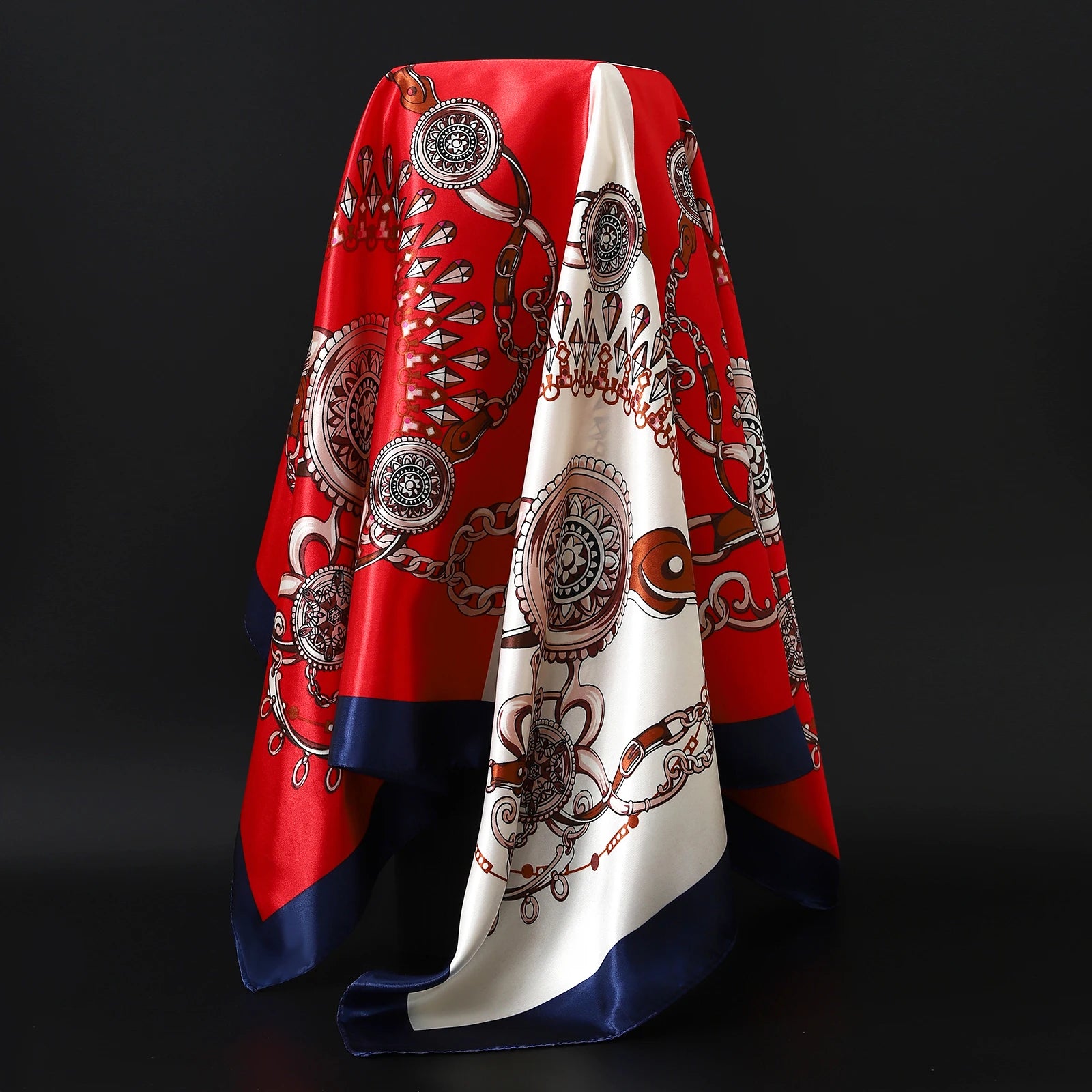 90*90cm Silk Scarf Women Print Hair Neck Square Office Ladies Shawl Bandanna Muslim Hijab Handkerchief Muffler Foulard female - NamafadStore