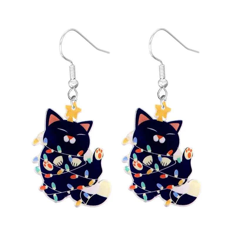Cute Cat Design Dangle Earrings Acrylic Jewelry Adorable Gift For Women Girls Daily Casual Frog Bee Pig Hamster
