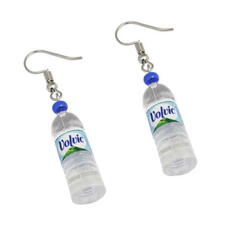 Novelty Creativity Fake Bottle Dangle Earrings for Women Funny Mineral Water Bottles Hook Drop Earrings New Fashion Jewelry